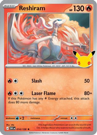 Reshiram 014/128 - ME 30th Celebration Holofoil - Rare