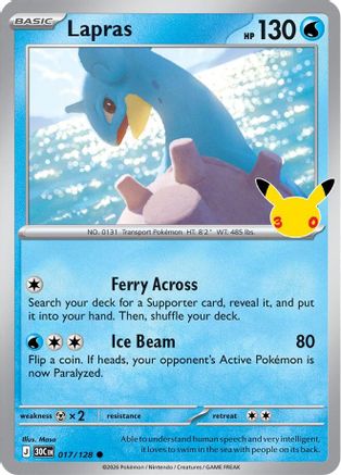 Lapras 017/128 - ME 30th Celebration Holofoil - Common