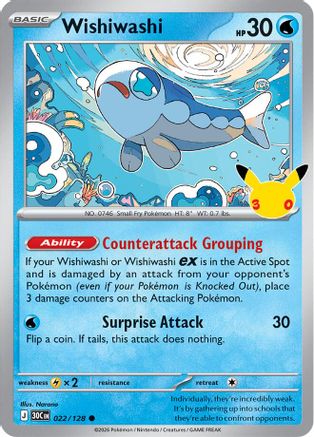 Wishiwashi 022/128 - ME 30th Celebration Holofoil - Common
