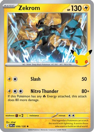 Zekrom 056/128 - ME 30th Celebration Holofoil - Rare
