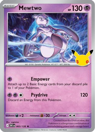 Mewtwo 063/128 - ME 30th Celebration Holofoil - Rare