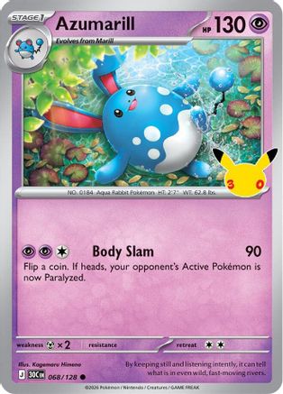 Azumarill 068/128 - ME 30th Celebration Holofoil - null