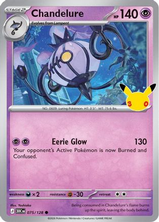Chandelure 075/128 - ME 30th Celebration Holofoil - Common