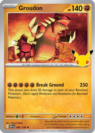 Groudon 082/128 - ME 30th Celebration Holofoil - Rare