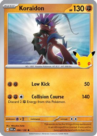 Koraidon 086/128 - ME 30th Celebration Holofoil - Rare