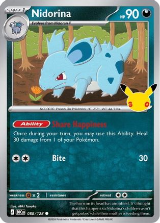 Nidorina 088/128 - ME 30th Celebration Holofoil - Common