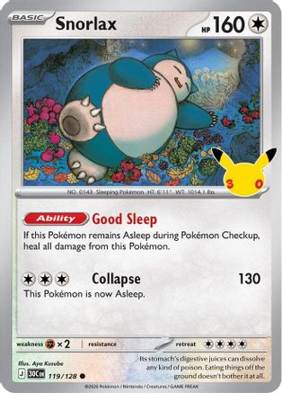Snorlax 119/128 - ME 30th Celebration Holofoil - null