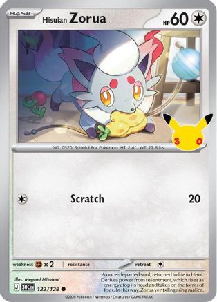 Hisuian Zorua 122/128 - ME 30th Celebration Holofoil - Common