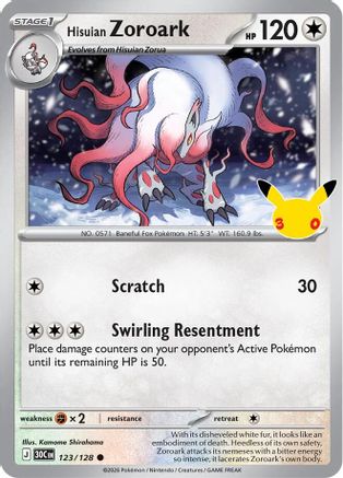 Hisuian Zoroark 123/128 - ME 30th Celebration Holofoil - null