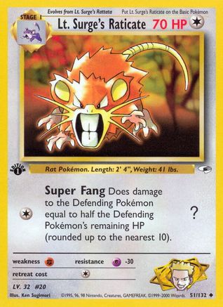 Lt. Surge's Raticate (51/132) [Gym Heroes Unlimited]