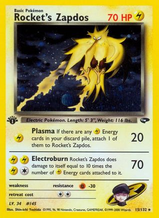 Rocket's Zapdos (15/132) [Gym Challenge Unlimited]