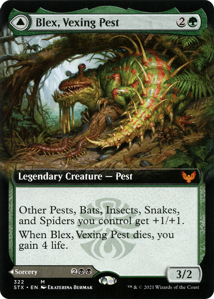 Blex, Vexing Pest // Search for Blex (Extended Art) [Strixhaven: School of Mages]