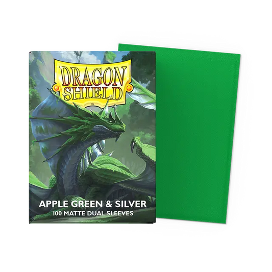 Dragon Shield Sleeves Dual Matte (100ct): Apple Green & Silver