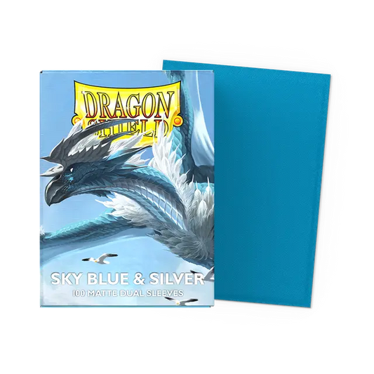 Dragon Shield Sleeves Dual Matte (100ct): Sky Blue & Silver