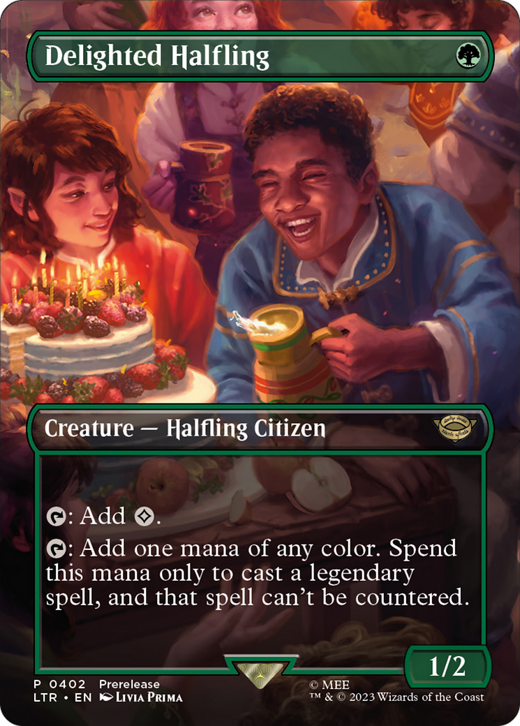 Delighted Halfling (Borderless Alternate Art) [The Lord of the Rings: Tales of Middle-Earth]